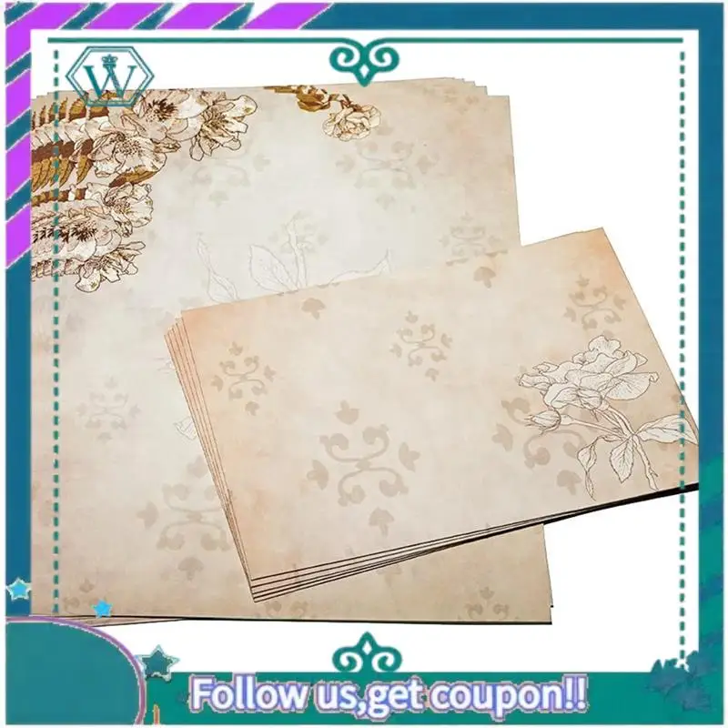 A75Q-60Pcs Vintage Stationery Floral Writting Paper Matching Envelopes Sets For Handwriting Letters, Assorted Colors