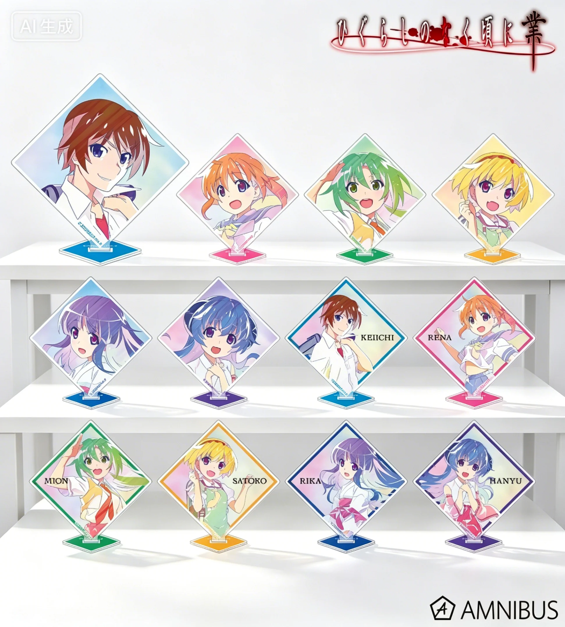 Anime Higurashi When They Cry Keiichi Maebara rectangle Acrylic Stand Model Plate Keychains Desktop Ornament Fans Gifts