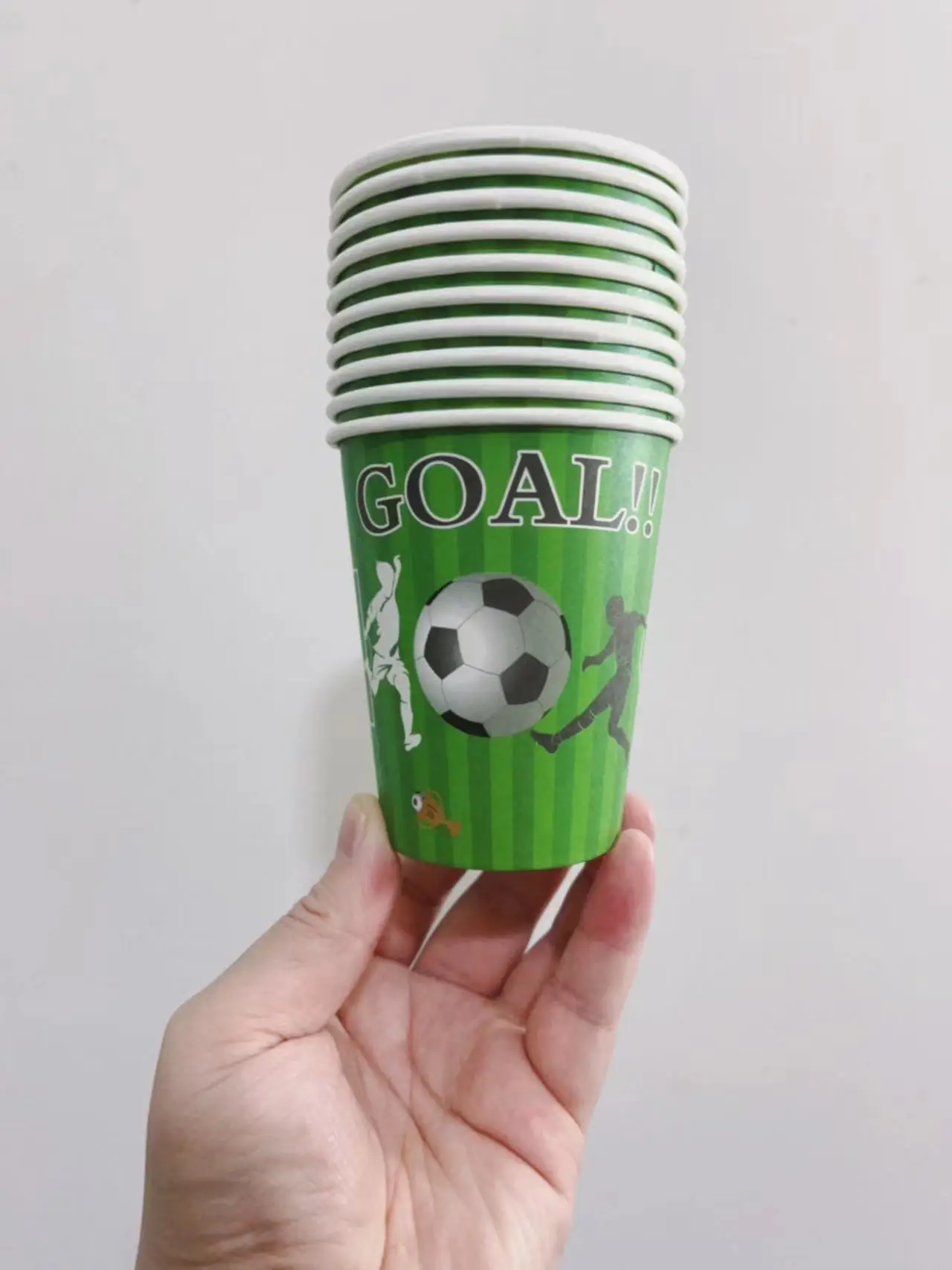 

10pcs Green Football Theme Birthday Party Decorations Disposable Tableware Cups