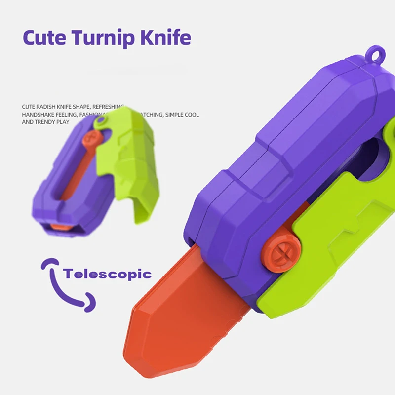 3D Printed Carrot Gravity Knifes Fidget Anxiety Toys Stress Butterfly Folding Claw Knife Plastic Radish Gun Gift for Boyfriend