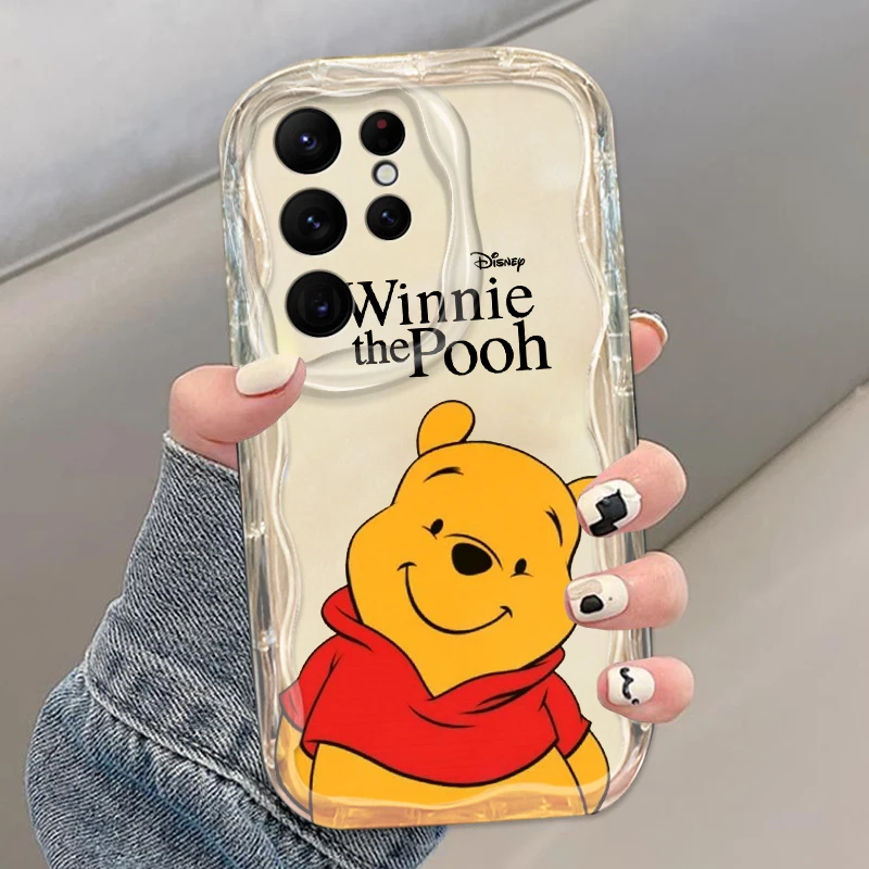 Cartoon Disney Winnie Bear For Samsung Galaxy S24 S23 S21 S21 S20 Ultra Plus Transparent Soft Wave Oil Phone Case image 5