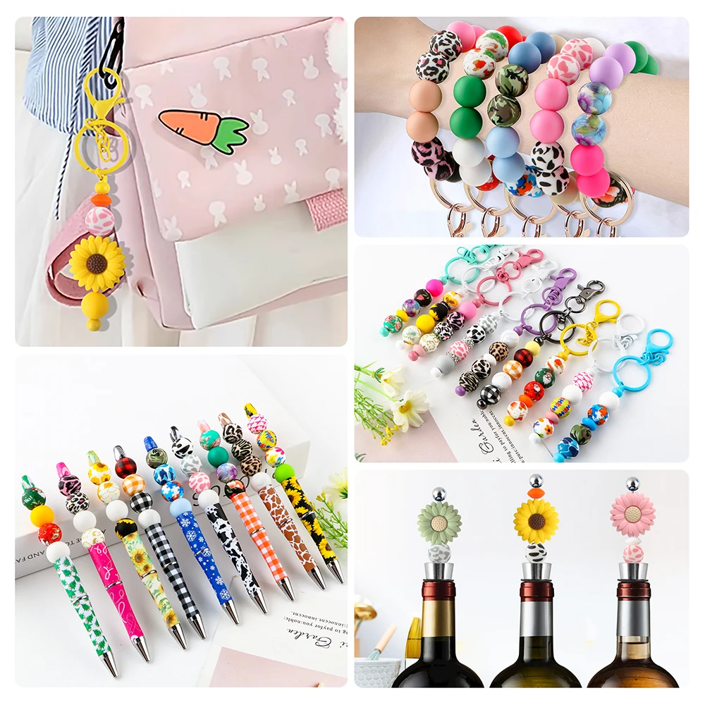 86Pcs/set Daisy Silicone Beads Kits Silicone Round Bead Lentil Loose Bead For Bracelet Necklace Jewelry Handmade Accessories