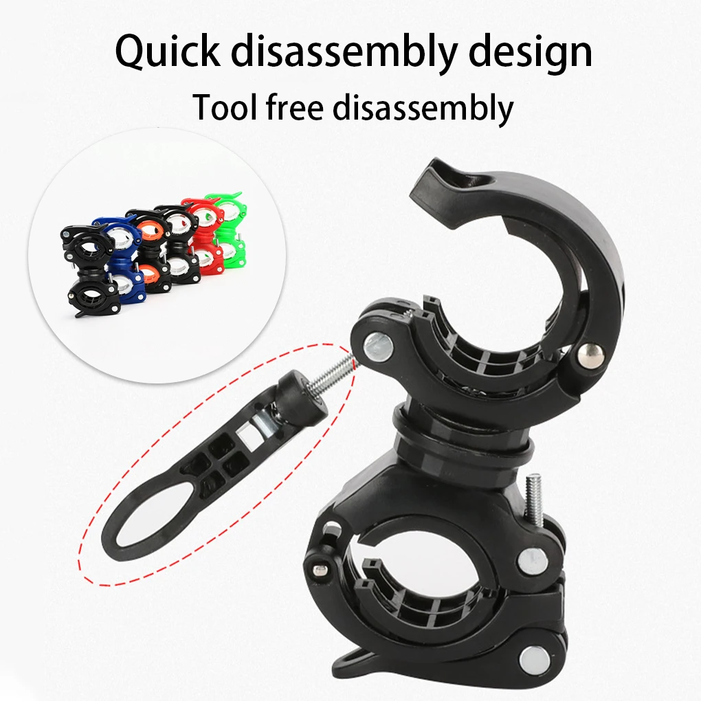 Bicycle Flashlight Mount Handlebar 360 Degree Rotation Torch Holder Anti-skid Clamp Removable Clip Green and White