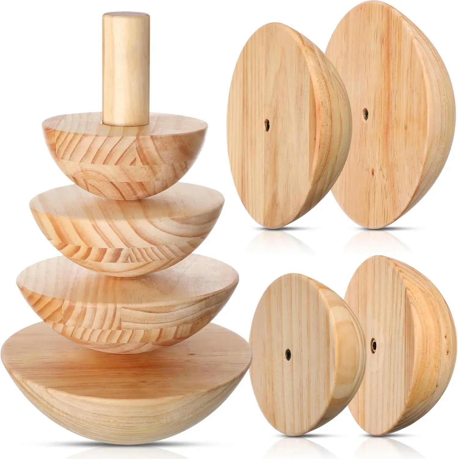 

4 Pack Pottery Molds Plaster Molds Wood Pottery Tools with Handle for Ceramic Top Forms DIY Bowls Plate Dish Slump Pr
