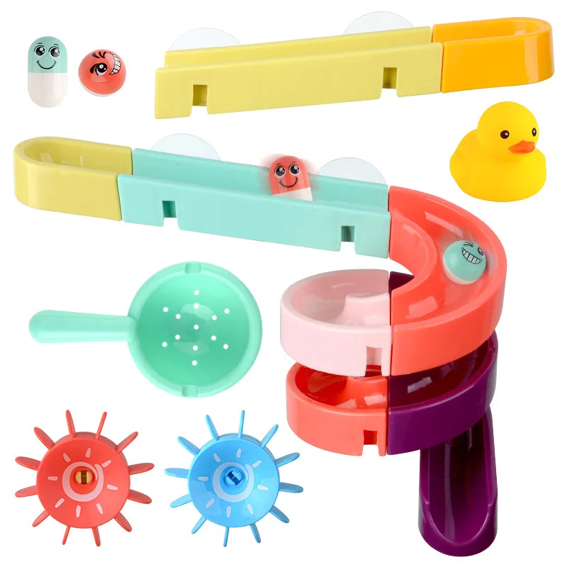 DIY Baby Bath Toys Run Assembling Track Bathroom Water Game For Children Bathtub Bath Shower Kids Play Water Spray Toy Set Kids