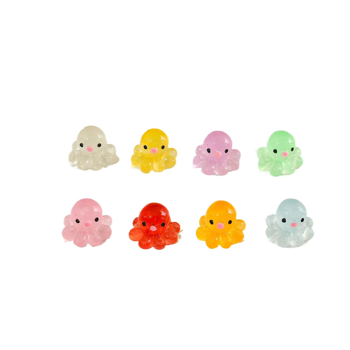 10 szt. Świecące w ciemności urocze ozdoby na biurko z żywicy w kształcie ośmiornicy, rękodzieło DIY, akcesoria do spinek do włosów, breloczków, zabawki