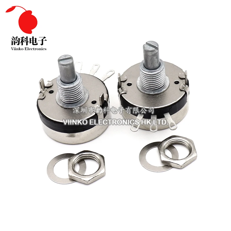 5PCS WTH118 2W 1A Potentiometer 1K 2.2K 4.7K 10K 22K 47K 100K 470K 1M WTH118-2W Round Shaft Carbon Rotary Taper Potentiometer