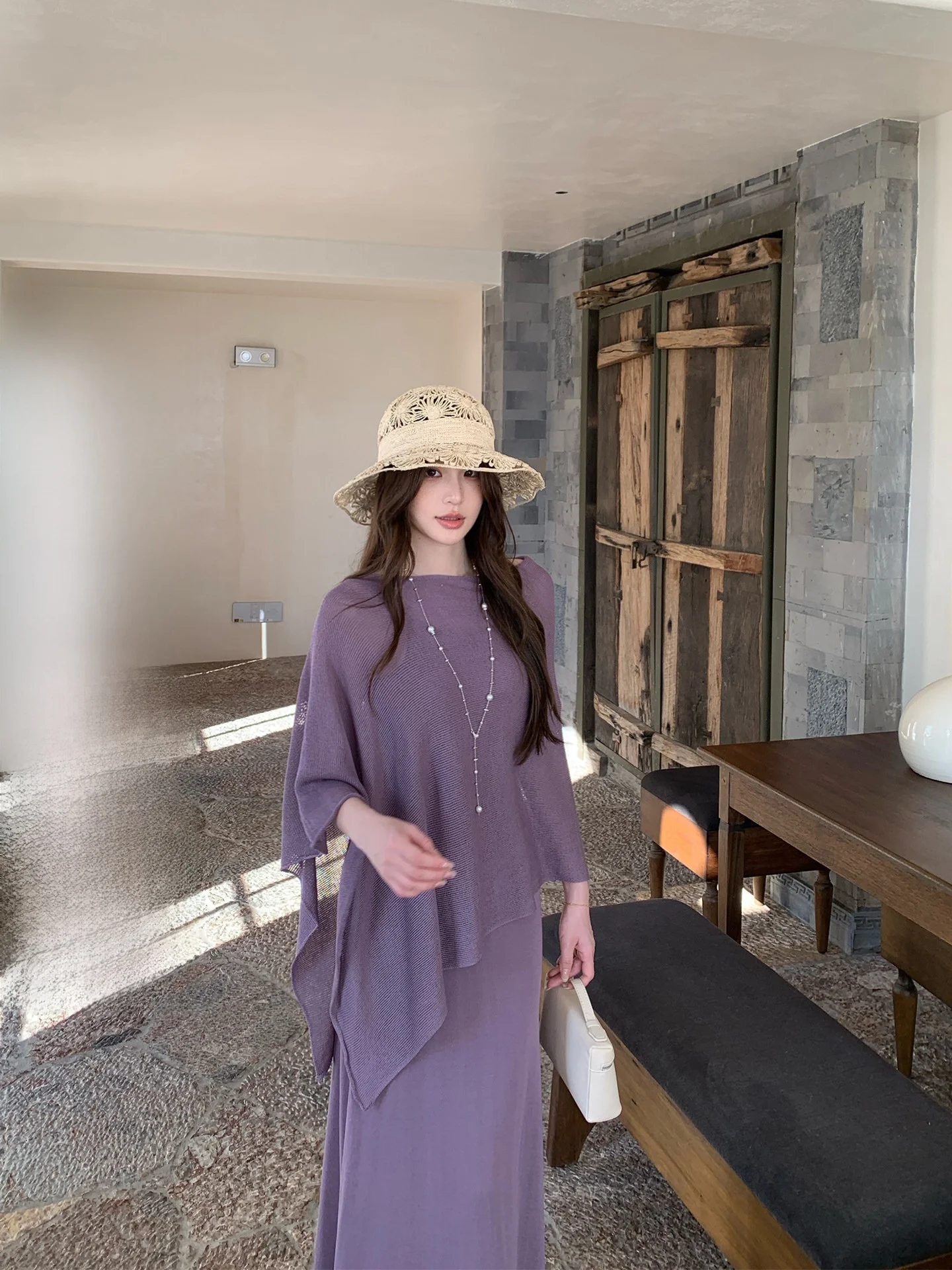 

Yellow UV Protection Lightweight Breathable Summer Outfit Women's Set with Top And Half Skirt Grey Purple Style