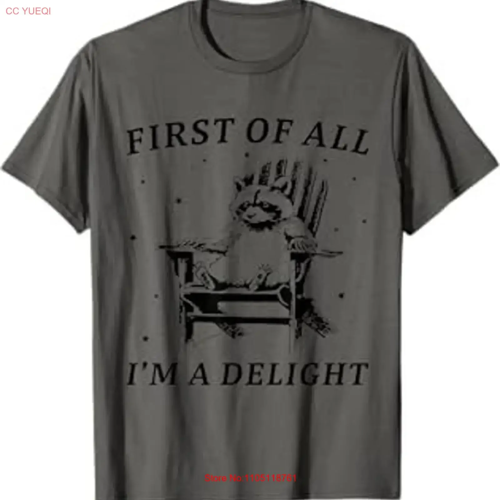 First Of All I'm A Delight Sarcastic funny Racoon T Shirt long or short sleeves vintage Washed Stylish Soft graphic streetwear