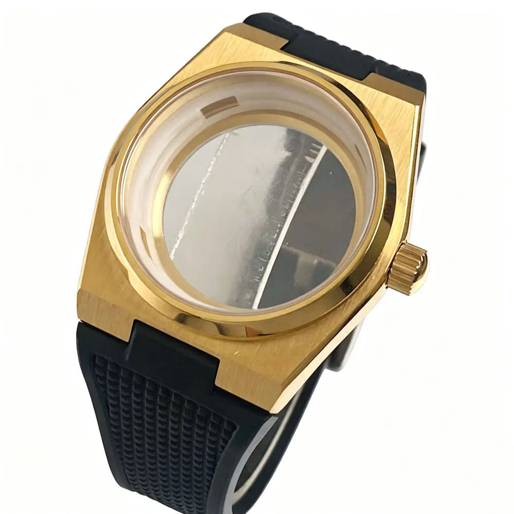 Silver Gold 40mm for PRX Super Player Model Men Watch NH35 Watch Case fit NH36 NH38 NH70 NH71 NH72 Polished Bezel Silicone Band