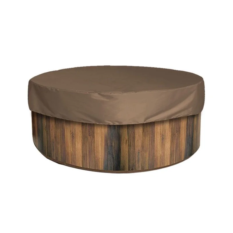

Round Hot Tub Cover Adjustable Hem Waterproofing Weatherproof For 78.7 X 11.8 Inch Hot Tubs Brown
