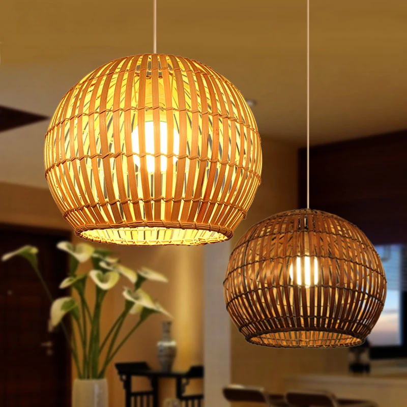 

Bamboo woven pendant lights Japanese style homestays guesthouses cafes circular lights hot pot restaurants Chinese restaurants t