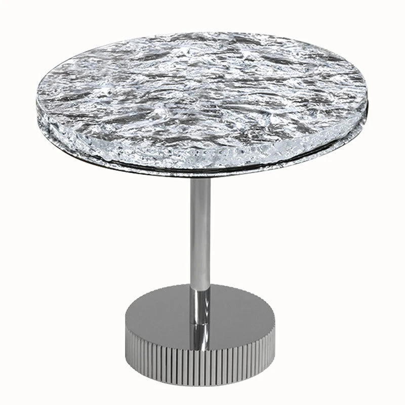 

Crystal glass pattern art coffee table light luxury round cornelio stainless steel coffee table