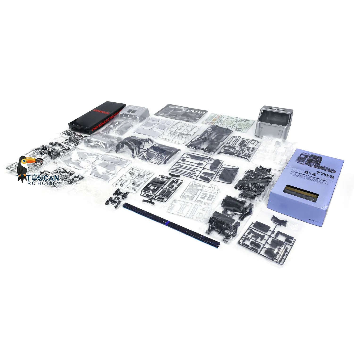 Kit de modèle de moteur de voiture peint pour garçons, camion tracteur RC, argent 1/14, télécommande à 3 vitesses, jouets de véhicule, 6tage, 770, 56373 S