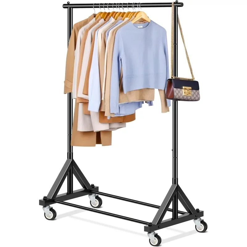 Heavy Duty Clothes Rack, Rolling Clothing Racks for Hanging Clothes Metal Garment Rack With Wheels