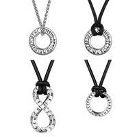 U7 Stainless Steel Nordic Viking Runes Necklace for Men Mobius Infinity Triangle Round Loop Pendant Wax Cord Wheat Chain Jewelry