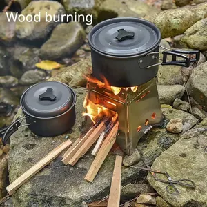 Portable camp wood stove, stainless steel, folding lightweight wood stove, outdoor walks traveling picnic barbecue 8 Main Sales Wood Fogao Portatil - №8
