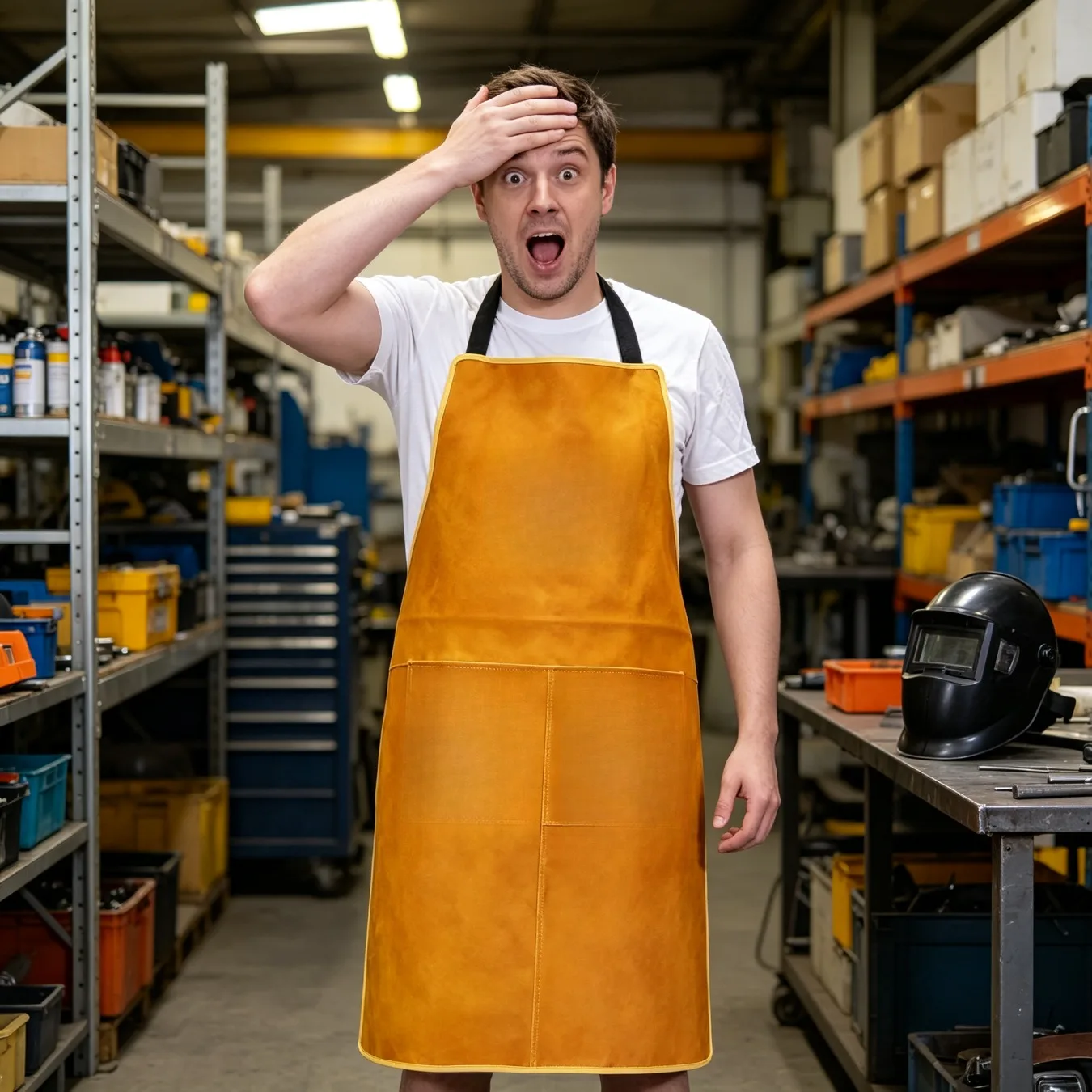 Heavy Duty Cowhide Reverse Wear Apron High Temperature Resistant Spark Welding Protective Outfit For Welder Factory Workshop Use