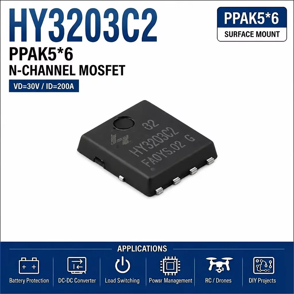 (10 pcs) HY3203C2 PPAK5*6 (Marking HY3203) - N-Channel MOSFET 30V 120A 2.4mΩ