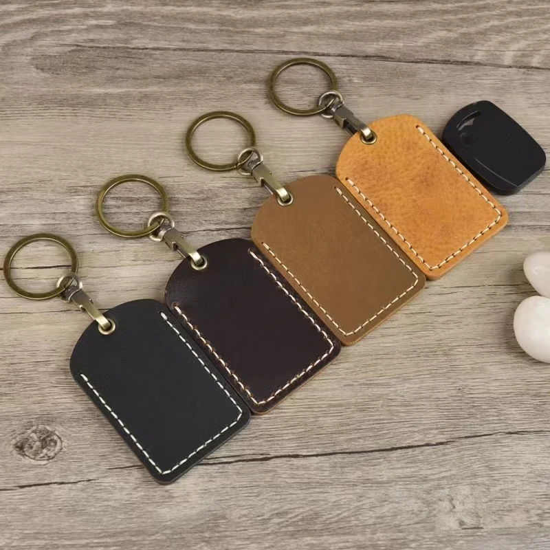 

Handmade access control induction sleeve rectangular drip glue elevator bus mini cowhide card key niche simple custom pendant