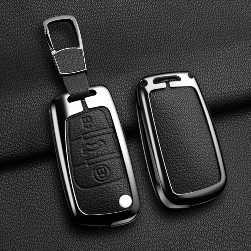 

High Quality Zinc Alloy Leather Car Key Cover Case Shell For Audi A1 Q3 Q2L Q7 A3 A6L 2008-2011 Auto Key Protector Accessories