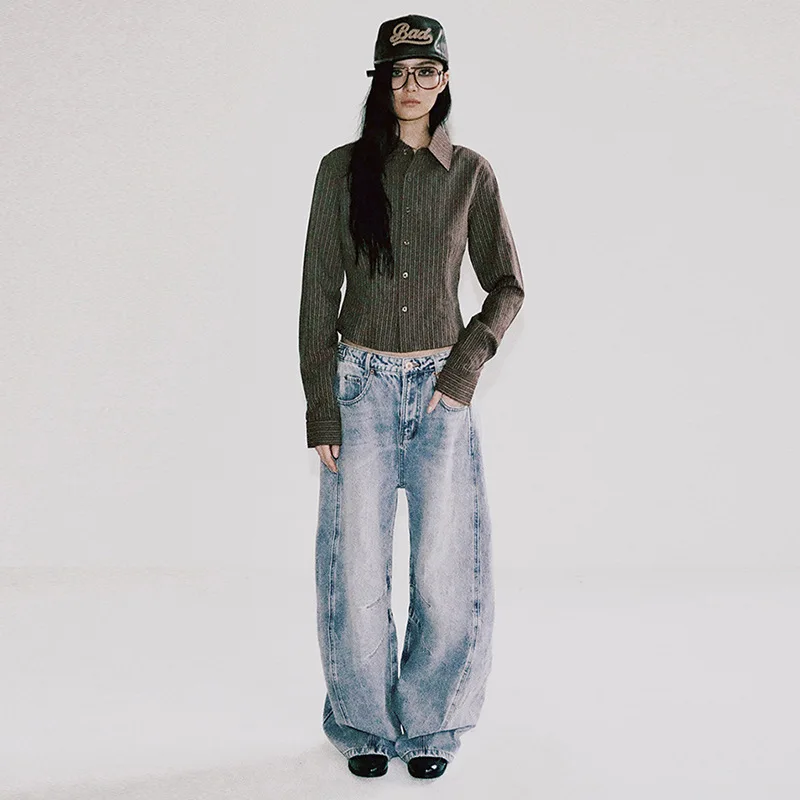 Badblood bcac American-style tough girl jeans - loose-fitting, slimming wide-leg trousers Long pants