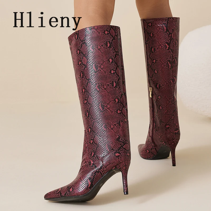 Hlieny Women Street Style Pointed Toe Women Knee-High Boots Fashion Autumn Winter Thin Heels Party Shoes Long Botas Mujer