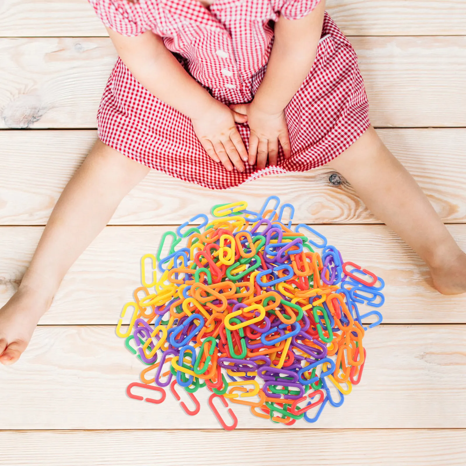 

400 шт. геометрических пластиковых C-образных зажимов-цепочек, разноцветные, для сборки, развивающие, творческие, для обучения детей, для клеток для попугаев