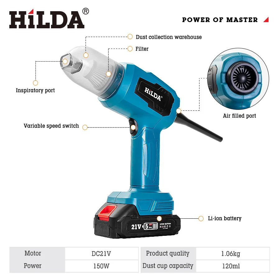 مكنسة كهربائية منزلية لاسلكية صغيرة ببطارية ليثيوم شفط قوي