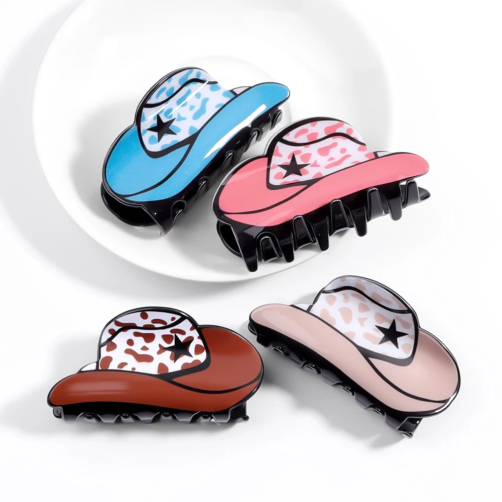 American western style cowboy hat grab clip, vintage acrylic, elegant fashion temperament hair accessories