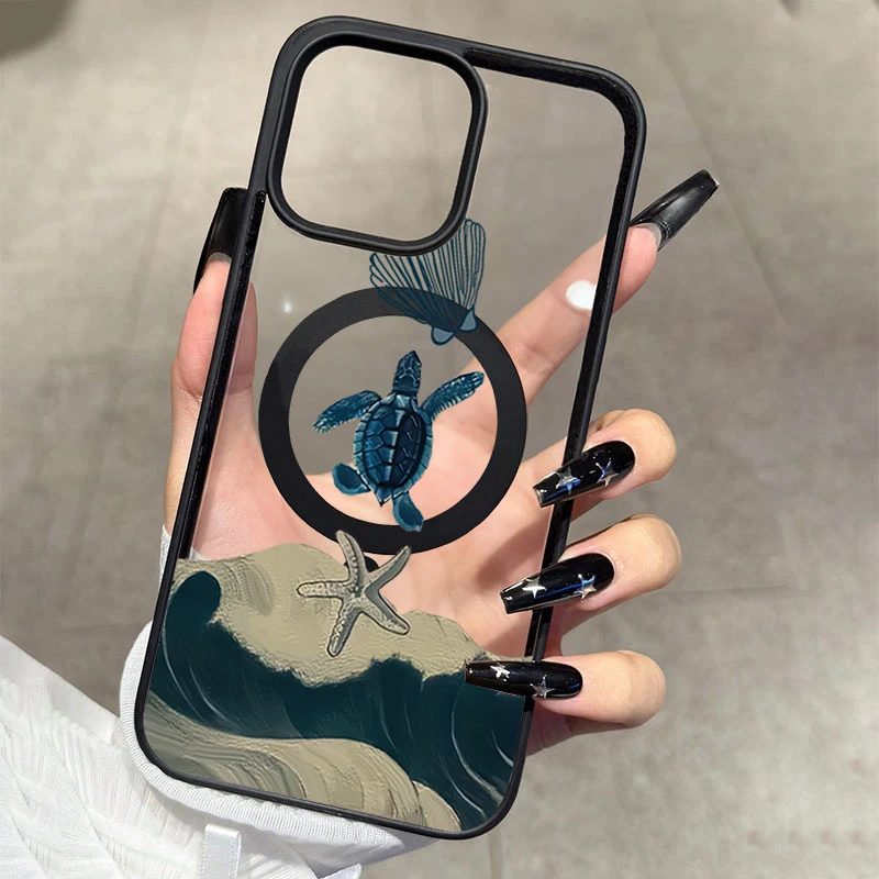 Meereslebewesen Ozeanschildkröte Transparente Handyhülle für iPhone 17 16 15 11 14 13 12 Pro Max Plus Hüllen 17Air für Silikon Magnetische Abdeckung – Detail 7
