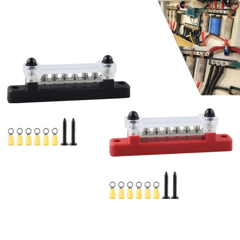 

M6 12 В шина, блок распределения питания, 150 А, электрическая клеммная колодка, бар для грузовика, лодки, автомобиля, кемпера, автофургона