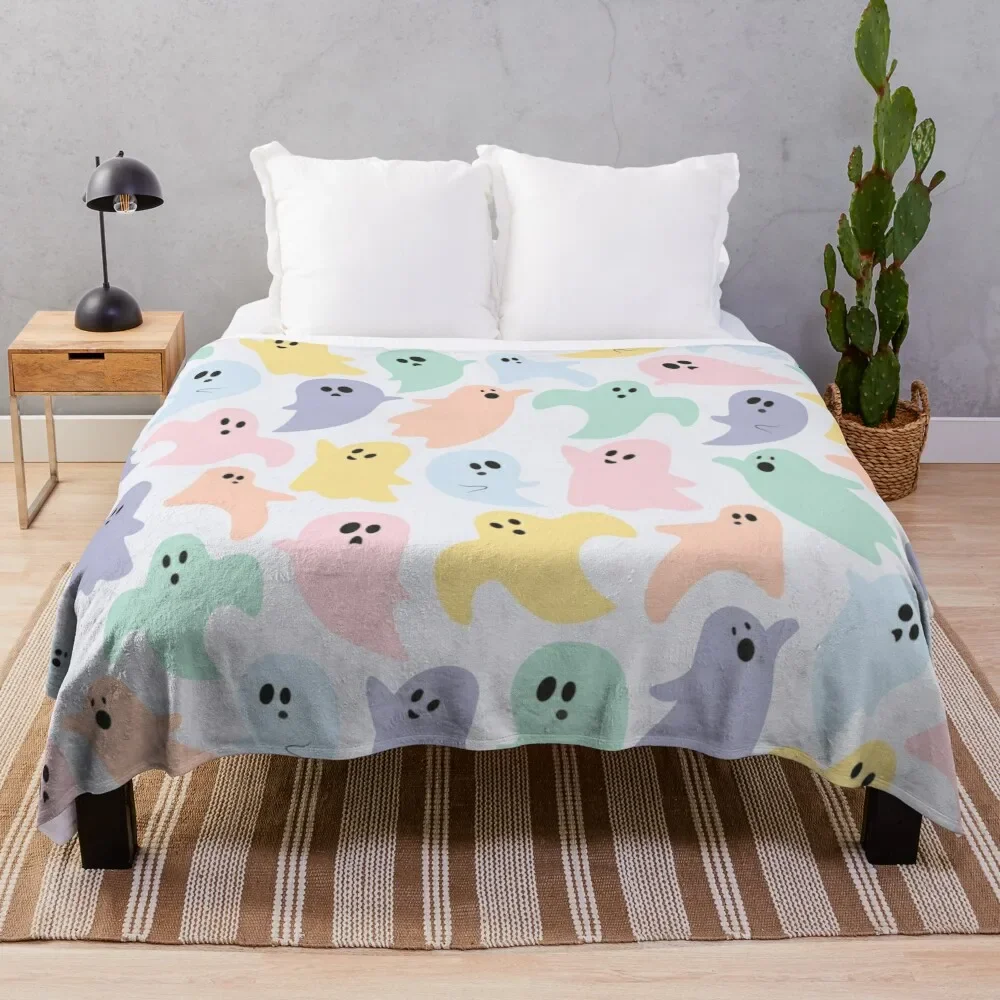 Pastel Ghost Pattern Throw Blanket Blankets Sofas Of Decoration anime halloween Blankets