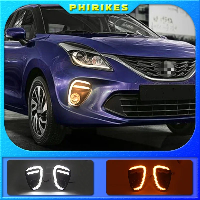 

2Pcs For Suzuki Baleno 2019 2020 LED DRL Daytime Running Lights Fog Lamp cover with turn signals daylight