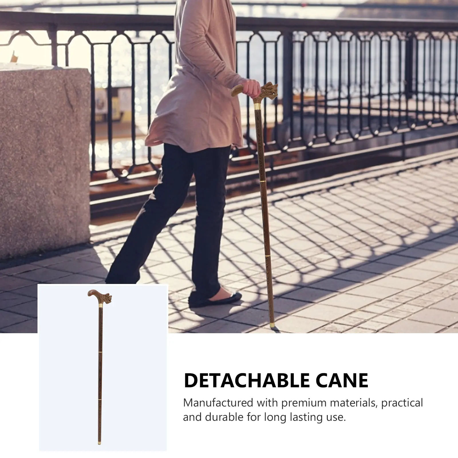 

Premium Winged Wood Cane Detachable Elderly Walking Outdoor Walking Rod