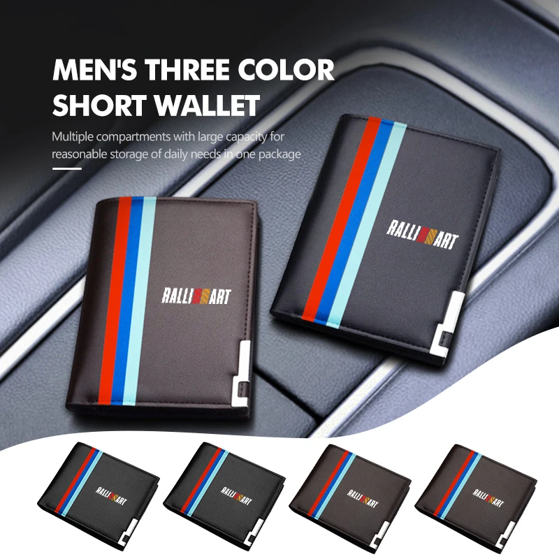 Portefeuille court pliable pour hommes, porte-cartes de crédit, porte-monnaie pour Mitsubishi Lancer ASX Pajero Mirage Attrage Xpander Outlander