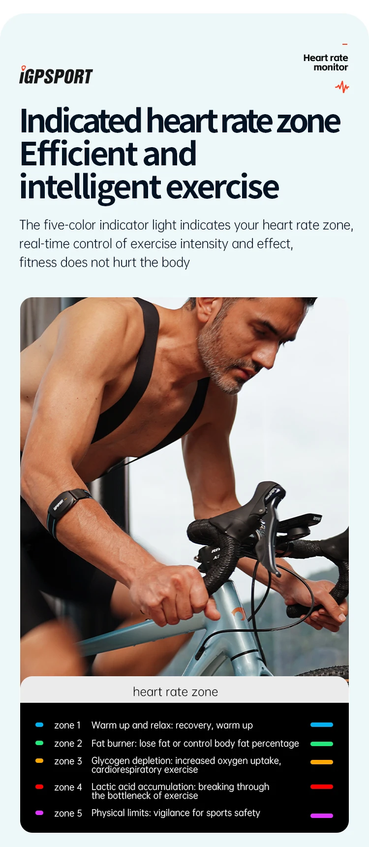 iGPSPORT HR70 Herzfrequenzmesser Armband Fitness Lauf-Sport Herzfrequenzsensor Bluetooth ANT+ für Fahrradcomputer – Detail 4