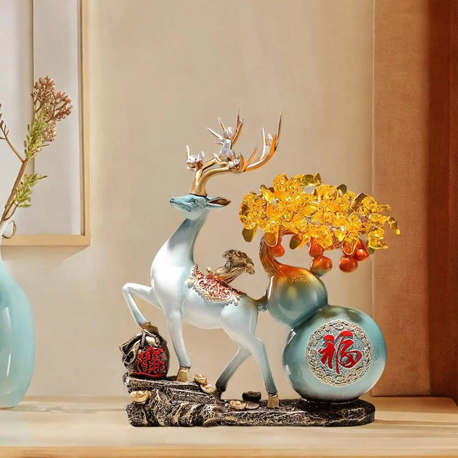 

Feng Shui Chinese Deer Home Decoration Deer Statue for Bedroom Shelves Hotel