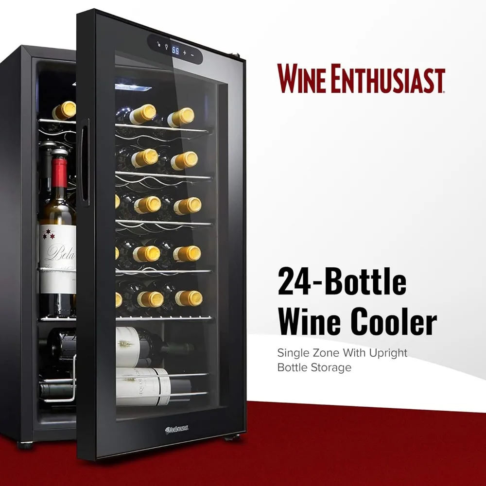 24-Bottle Compressor Wine Cooler,Upright Bottle Storage,Digital Touchscreen and LED Temperature Display