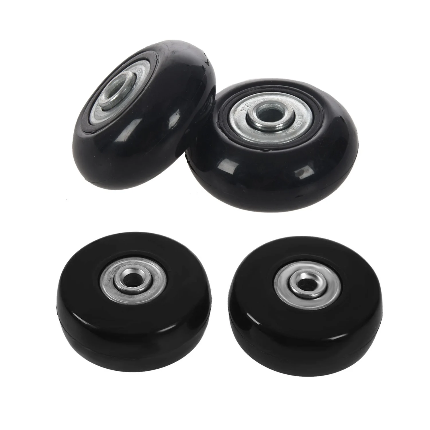 4 Set Luggage Suitcase / Inline Outdoor Skate Replacement Wheels Black 45X19Mm & 50x20x6.1 Mm