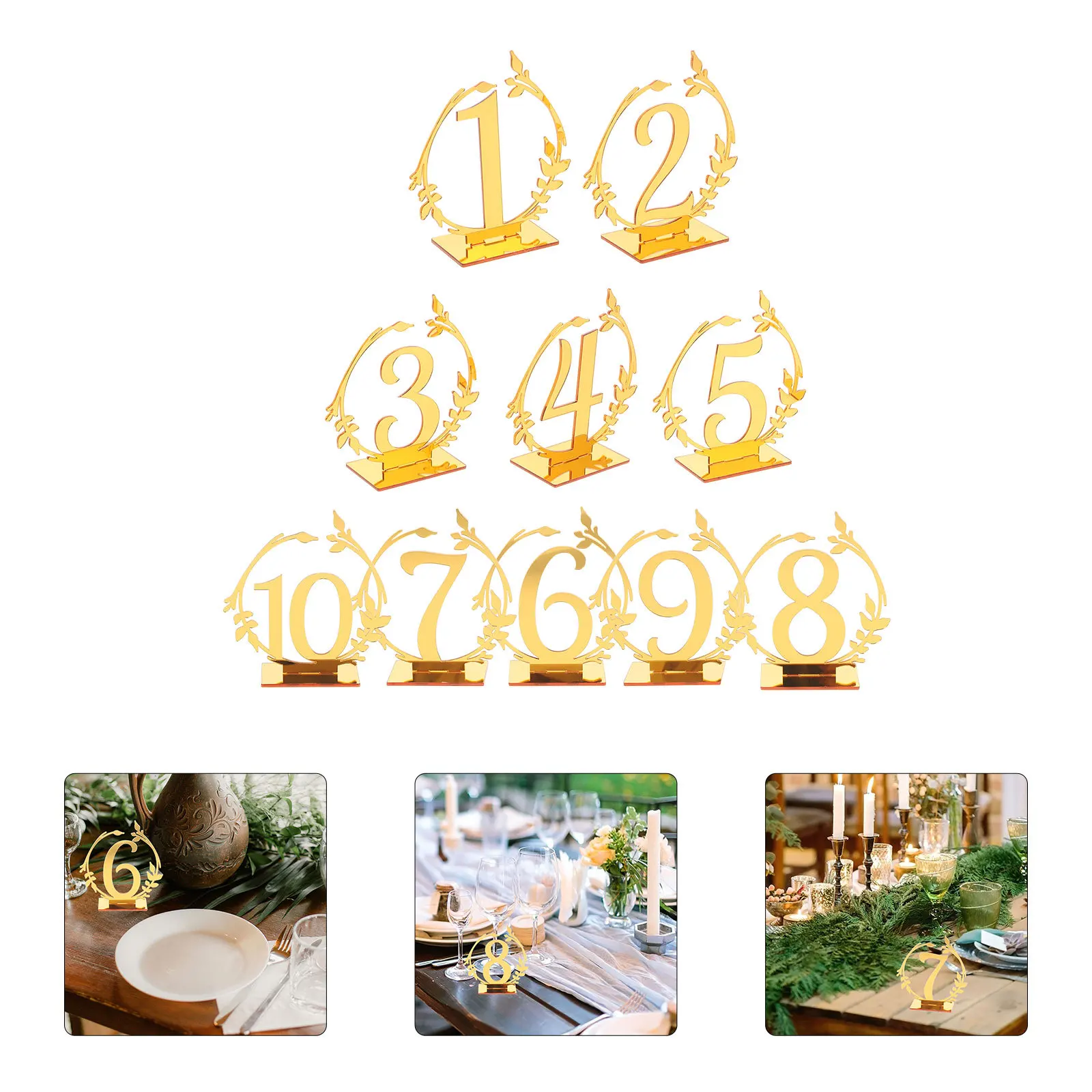 

10Pcs Acrylic Wedding Table Number Signs Round Cards Stylish Seat Markers for Banquet Party Restaurant Reception