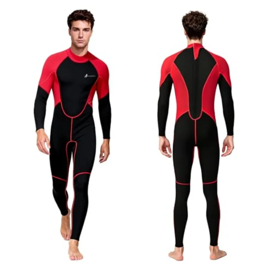 

Men's full-body wetsuit for diving surfing snorkeling kayaking swimming rowing; 2mm neoprene black; back zipper thermal insulat