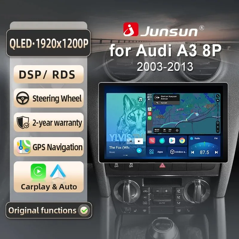 Image of Junsun für Mercedes Benz Smart 2016 9 Zoll 4GB 64GB Android 13 Autoradio GPS Navigation Carplay DSP Bluetooth FM Lenkradbedienung Unterstützung USB AUX Eingang Rückfahrkamera Bereit 1080P Video Split