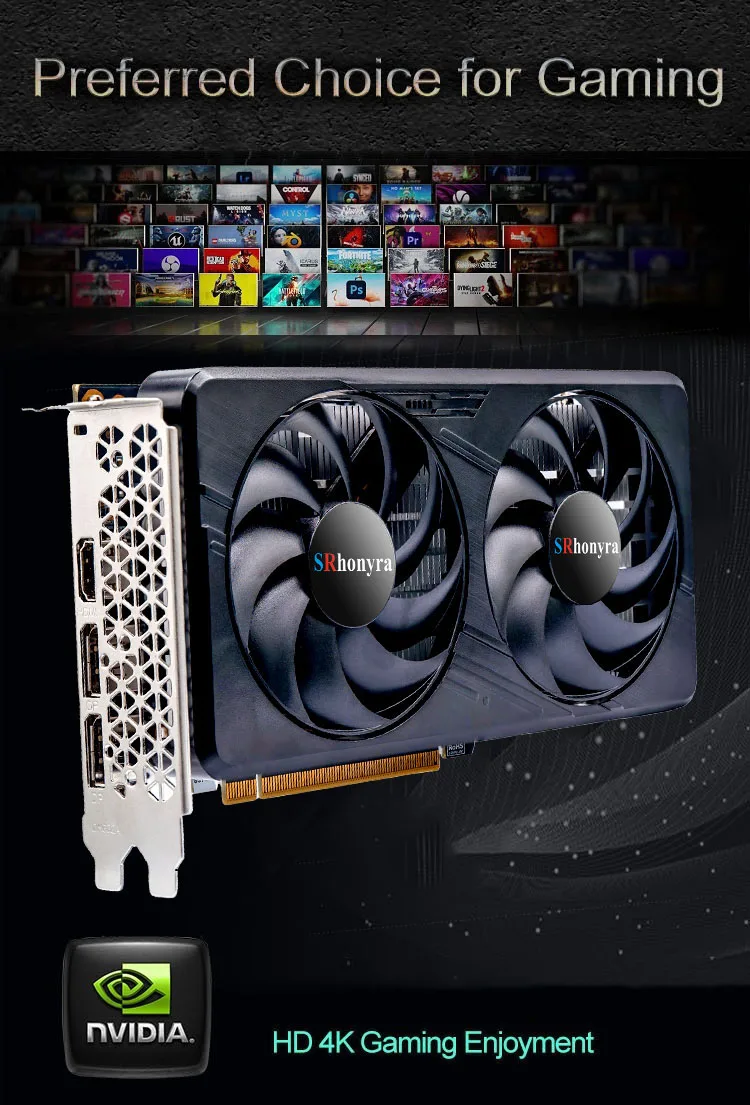 بطاقة رسومات SRhonyra GeForce GTX 1060 لألعاب الفيديو Cead، 3/6 جيجابايت GDDR5 PCIe 3.0X16 192 بت تبريد مزدوج المروحة HDMI 2.0+2x DP