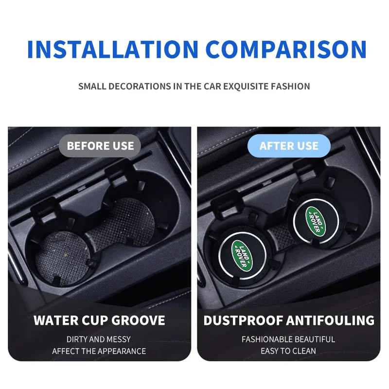 1/2pcs Car Coaster Water Cup Slot Non-Slip Mat Pad Silicone For Land Rover Range Rover Velar Sport Discovery 2 3 4 Defender