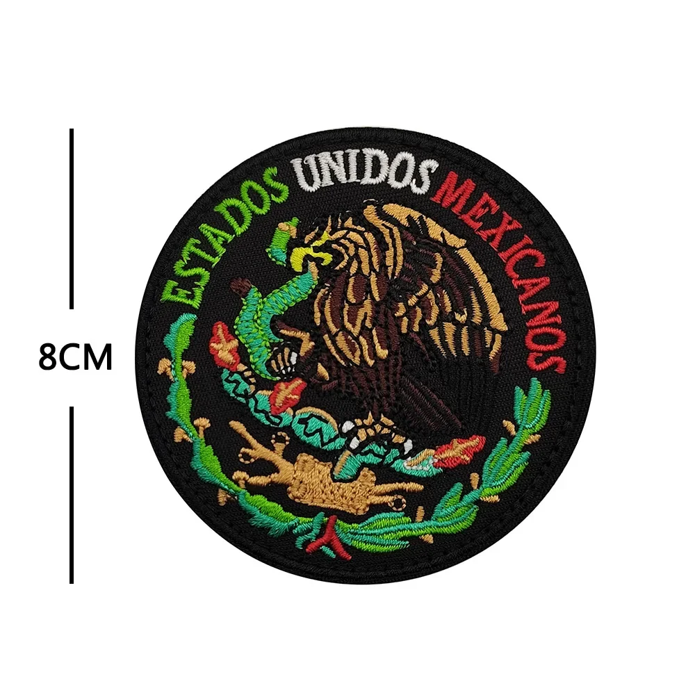 Mexico Flag Embroidered Patches IR Reflective Infrared Mexican Flags Tactical Emblem Skull Appliqued PVC Rubber Armband Badges