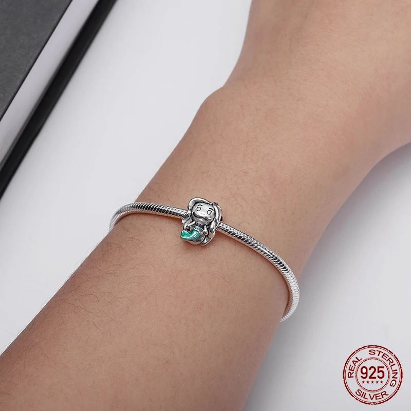 بلاتا دي لي 925 دلايات فضية ديزني خمسة الأميرات الصغيرة قلادة حبة لسوار الأصلي الإسورة لتقوم بها بنفسك مجوهرات هدايا استرخى