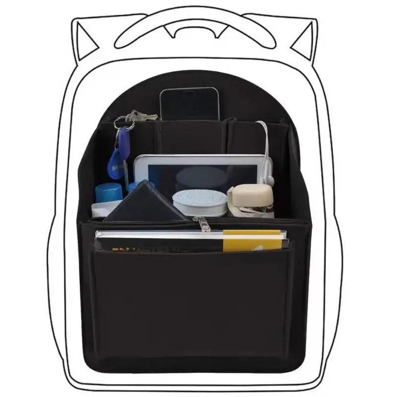 Filz-Rucksack-Organizer-Einsatz, Mehrfachfach-Tascheninlay, große Kapazität, leichter Trenner für Reise- und Schulaufbewahrung – Detail 4