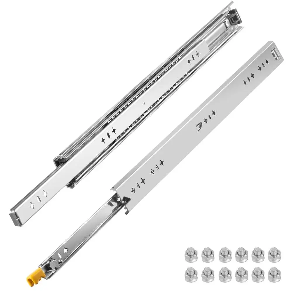 

2PC Heavy Duty 24\ Locking Drawer Slides 3Section Full Extension 250LBS Cold-Rolled Steel Industrial