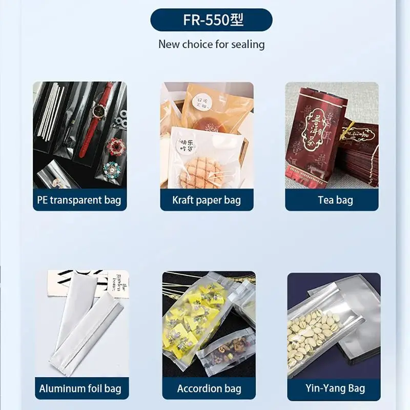 FR-550 Continuous Sealing machine Automatic Tea Mooncake Packaging Bags Sealing Machine Commercial Packaging Bags Heat Sealer